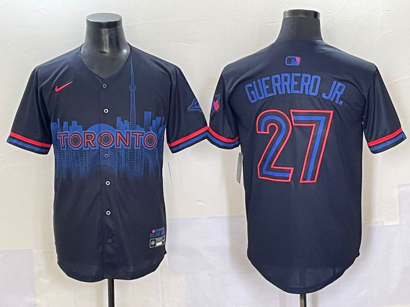 Men 2025 Toronto Blue Jays #27 Guerrero jr Black Joint Name Nike MLB Jersey style 1->toronto blue jays->MLB Jersey